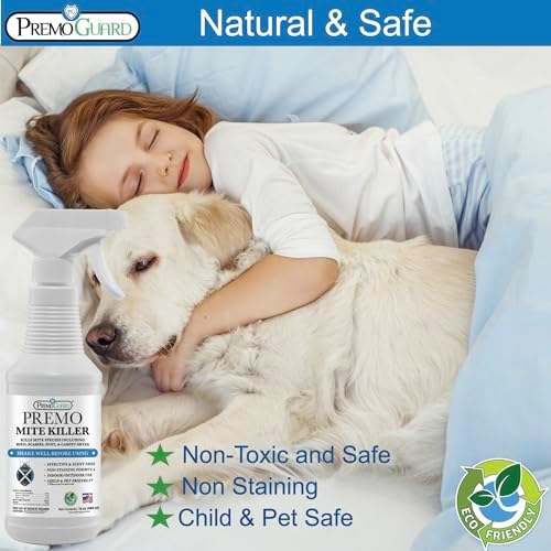 Premo Guard Natural Mite Spray, Kills Dust, Bird, Carpet, and Other Mites