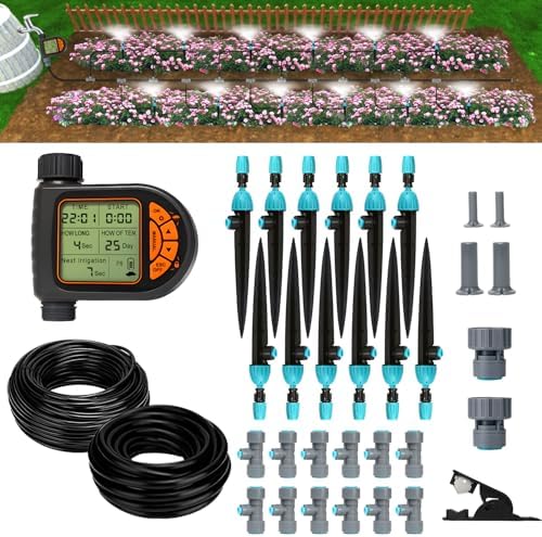 Drip Irrigation System with Sprinkler Timer 1/2" 1/4" Irrigation Tubing