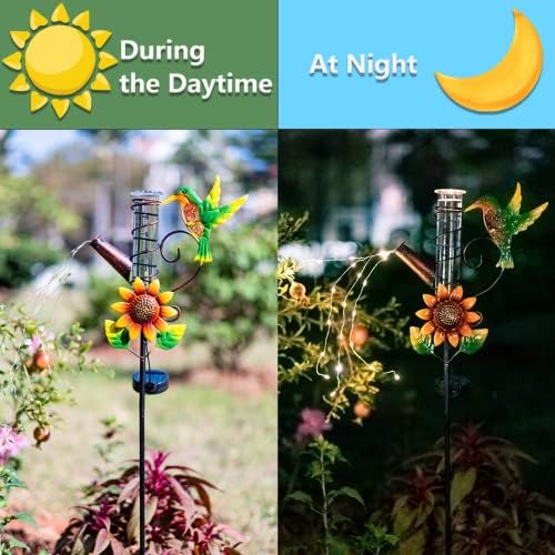 Solar Hummingbird Rain Gauge Outdoor with 6 Inch Glass Tube