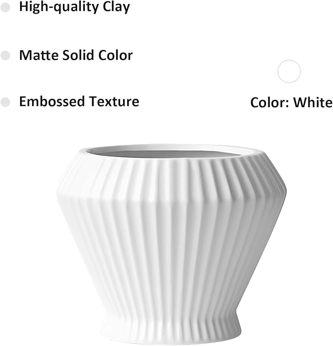 OXART 7.7 Inch Plant Pot, Modern Ceramic Pots for Indoor Plants, Plant Pots for Outdoor Flower Pot with Drainage Hole, Home Garden Decor Planters, White