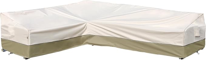 Outdoor Sectional Cover- Patio Furniture Covers Waterproof Rip-Stop Anti-UV 600D Heavy Duty Outdoor Couch with 3 Air Vent Sofa Cover (L-Shaped-Left facing-90''X120''),Light Green
