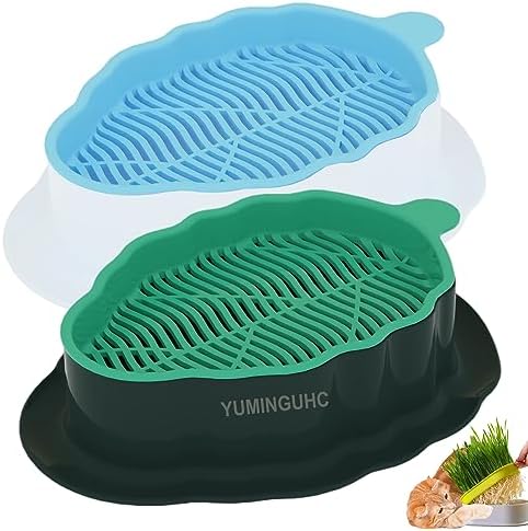 2Pcs Cat Grass Planter (No Seeds Included) Wheatgrass Planting Trays Hydroponic Cat Grass Growing Kits for Indoor Cats Soilless Organic Nursery Box Pet Grass Pot (N)