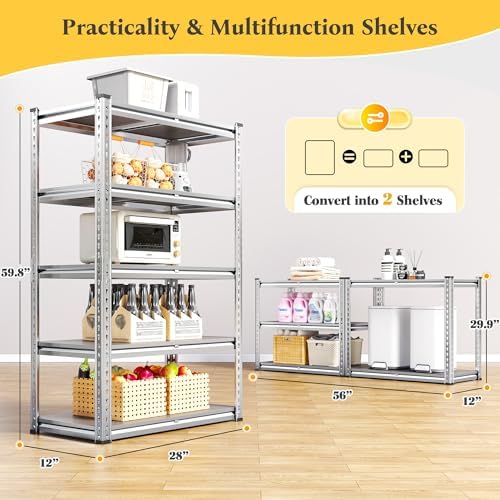 REIBII Galvanized Garage Shelving with PP Boards for Pantry Office Garage