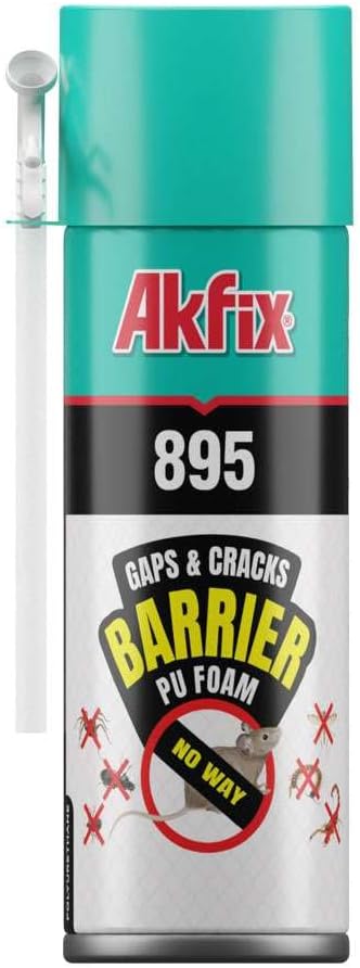 Akfix 895 PestBlocker Insulation Spray Foam (1x12 Oz.) - Gap Filler, Gaps & Cracks Barrier, Hole Blocker, Polyurethane Expanding Foam Spray for Barrier, Gaps Cracks Filler | 12 Oz. 1 Pack