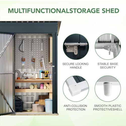 Breezz Vertical Outdoor Steel Storage Shed with Floor Frame, 5 x 3 ft