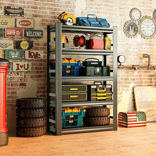 71" H|35" W All-Metal Garage Shelving Unit and Storage-Easy Assembly Shelves 5-Tier Rack|Heavy-Duty Adjustable Shelf|Steel Shelves for Industrial,Warehouse,Basement (16" D x 35.4" W x 71" H)