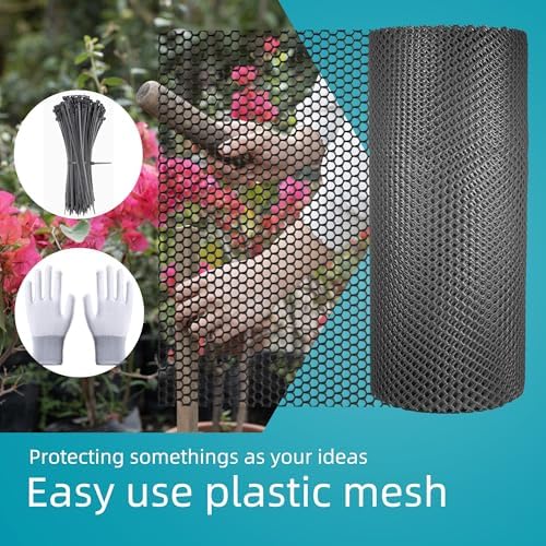 Pet & Garden Safeguard - 15.7IN x 49.2FT Roll - Black Plastic Netting, Multi-Use Decorative Fence for Poultry, Dogs, Rabbits,Chicken and Snake Barrier