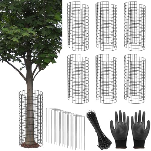 UQM 6 Pack Tree Trunk Protector, 12 Pcs Metal Tree Guards Trunk Protector