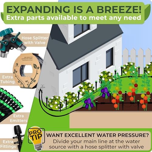 CARPATHEN Drip Irrigation System Kit for Garden Watering, Sprinkler, 100 ft