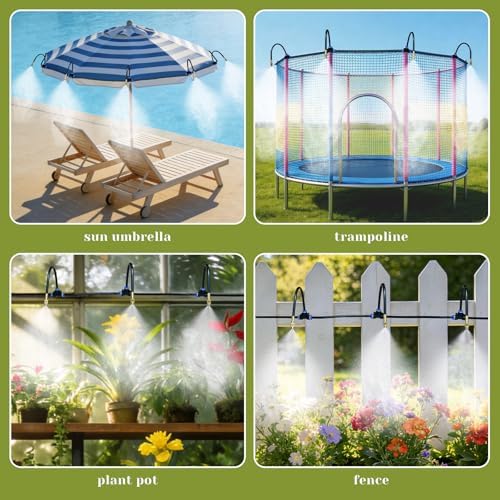 Drip Irrigation System,100 Ft Quick-Connect Garden Sprinkler Kit with 16pcs 360° Adjustable Nozzles for Garden, Lawn, Greenhouse, Raised Beds & Outdoor Plants