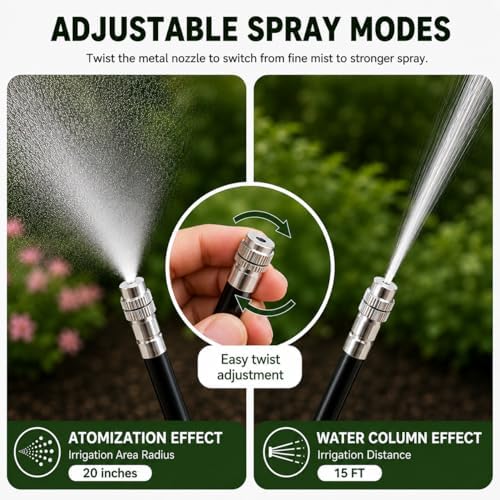 50FT High-Flow Irrigation System for Garden, 12mm Main Tubing,30 Nozzles