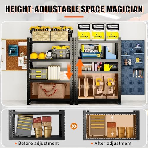 3000LBS Garage Shelving, 48" W Heavy Duty Metal Adjustable 4 Tier Storage for Warehouse, Basement, Shop and Office, Commercial-Grade Steel Organizer, 48" W x 24" D x 69" H