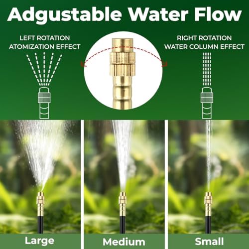 130FT Drip Irrigation System for Garden: 20 Nozzles 1/4" PE Tubing Automatic Watering Kit Adjustable Misting Sprinkler Mister Hose for Water Plants Tape Raised Beds Lawn Outdoor Yard Greenhouse 130FT