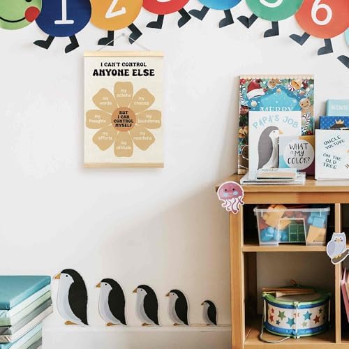 TLESKE Mental Health Classroom Poster Hanger Frame, Psychology Hanging Wall Art Room Decor for School Counselor Therapy Therapist Office, Things I Can Control Banner Print, Calming Room Decor, 12x16