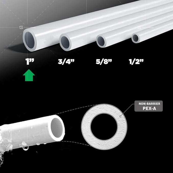 Pex-A Tubing 1 Inch x 300 Ft Pex Tube Coil, Non-Barrier Pex Pipe for Potable Water, 1" Pex Flexible Water Tubing for Plumbing, White Pex Tubing