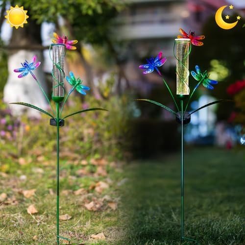 Stargarden Rain Gauge Outdoor, Dragonfly Solar Rain Gauge