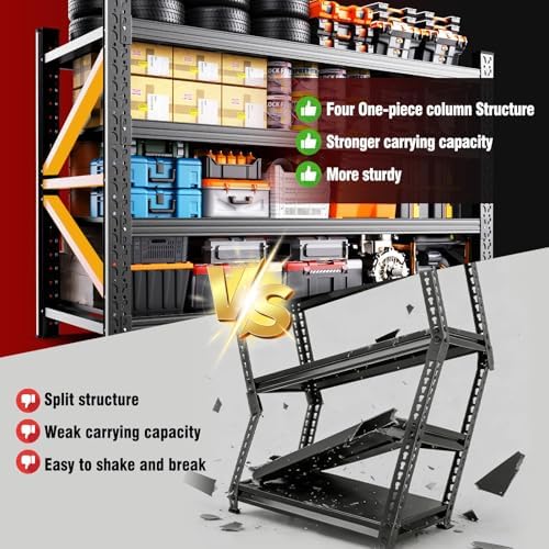 5 Pack Heavy Duty Metal Garage Shelving, 59" Wx20 Dx54.3 H, 3-Tier Adjustable Storage Shelves for Garage Storage, Industrial Metal Shelving & Shelves Organizer for Warehouse, Workshop & Home