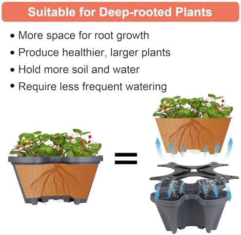 GameXcel Vertical Planter Tower - 6 Tier Stackable Garden Planters with Wheels and Tools Plant Pots for Strawberry Herb Flower and Vegetable Indoor Outdoor Use Dark Gray 2 Pack