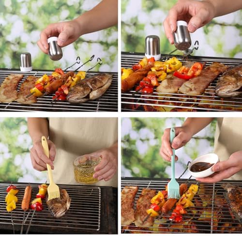 BBQ Grill Tool Set BBQ Grilling Accessories Set 8PC Barbecue Grill Tools Utensils Set for Outdoor with Spatula, Fork, Brush, Tongs, Seasoning Bottle Grilling Gifts for Men Dad