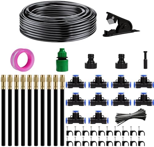 360° Adjustable Drip Irrigation System 33FT Garden Watering System with 10 Nozzles, Garden Irrigation System, Greenhouse Accessories, Greenhouse Drip Irrigation Kit for Yard, Lawn, Plants (33FT)
