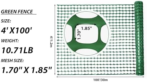 PotatoLife 4'x100' Plastic Mesh Fence for Garden with 100 Zip Ties, Green