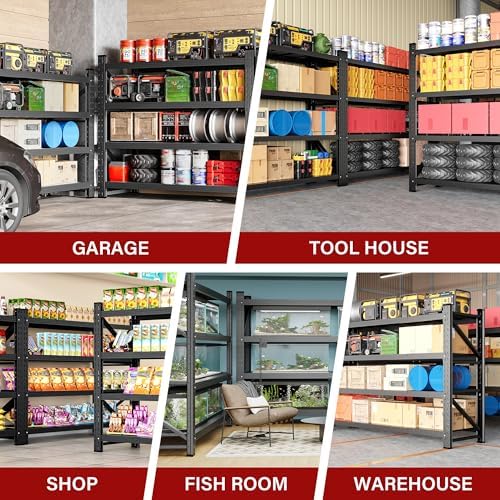 5000LBS Heavy Duty Garage Shelving Units,60" Wide & Deep Storage Shelves,Metal Garage Shelves,Large Storage Rack,Steel Shelf,Industrial Shelving for Shop,Warehouse,Basement,60" W x 24" D x 70" H