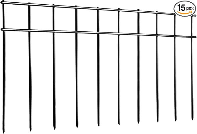Adavin No Dig Fence Animal Barrier Fence,15 Pack 20 in(L) X10 in(H) Underground Garden Fencing with 2 in Spike Spacing Dog Fences for The Yard Metal Fence Ground Stakes for Outdoor Patio.Total 25 Ft