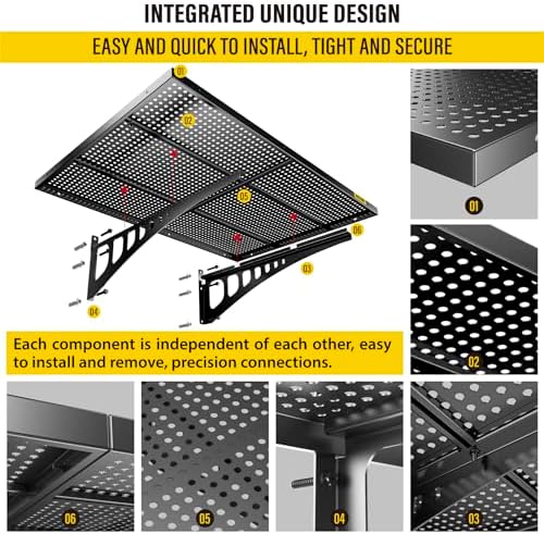 Aecxm 4-Pack 2x3ft Adjustable Garage Wall Shelving 1120lbs Load Capacity Heavy Duty Wall Mounted Storage Shelf Metal Floating Shelves for Garage(Black)