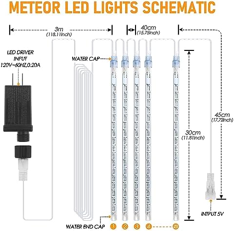 Christmas Meteor Shower Rain Lights - 25 Tube, 600 LED Waterproof Icicle Snow Fall String Lights for Party, Tree, Home, Patio, Outdoor Decoration (Blue)