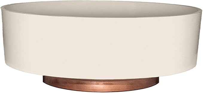 The HC Companies 8 Inch Round Plastic Capri Bowl Decorative Indoor Flower Succulent Planter Pot with Drain Plug Hole, Vanilla Bisque (2 Pack)
