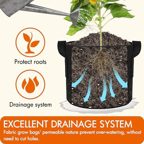 Gardzen 6-Pack 1 Gallon Grow Bags Fabric Pots with Heavy Duty Handles