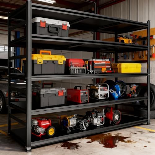 Garage Shelving Units and Storage, Heavy Duty Storage Shelves Adjustable Tall Shelf Steel Shelving for Industrial, Warehouse, Basement
