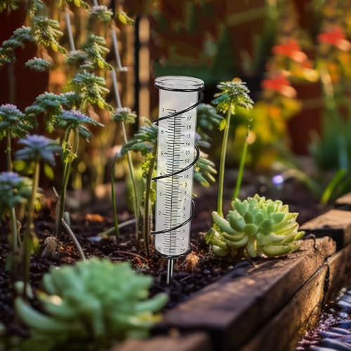 MERRYHAPY 3pcs 7-inch Freeze Proof Rain Gauge Set for Garden and Lawn with Large Scale Measurement, Plastic Outdoor Rain Meter Tube for Accurate Yard Weather Monitoring