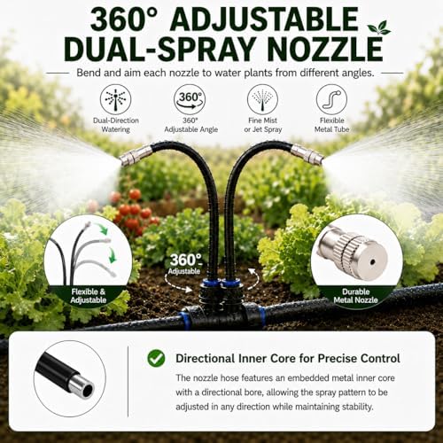 50FT High-Flow Irrigation System for Garden, 12mm Main Tubing,30 Nozzles