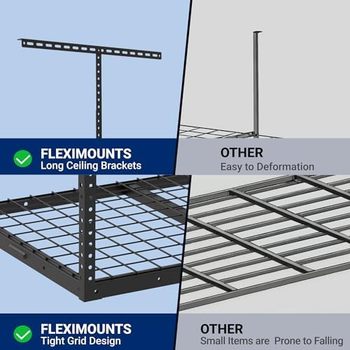 FLEXIMOUNTS 2x3 Overhead Garage Ceiling Storage Rack Organization, Black