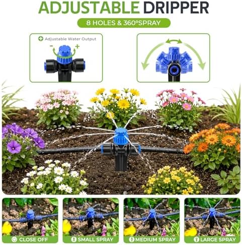 HIRALIY 50FT Automatic Drip Irrigation Kit with Timer