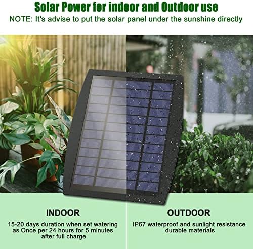 Solar Automatic Drip Irrigation Kit System, JIYANG Solar Powered Auto Easy DIY Watering Device Supported Pots Plants, 12 Timing Modes with Anti-Siphoning Device (Supported 20-30 Pots, 12Timing Modes)