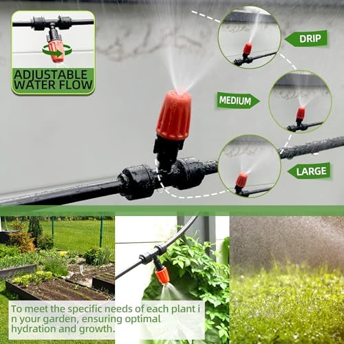 10PCS Push-to-Fit Drip Irrigation Micro Spray Emitters for 1/4 inch Irrigation Tubing, Three-Way Adjustable Atomizing Nozzle, Irrigation Dripper Sprinklers for Garden Greenhouse Agricultural