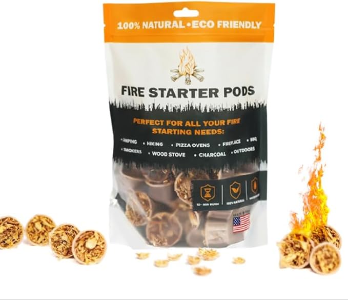 Quick to Light Wax Fire Starters Camping | 15+ Min Burn time, Fire Starters for Fireplace & Campfire (Pack of 50)