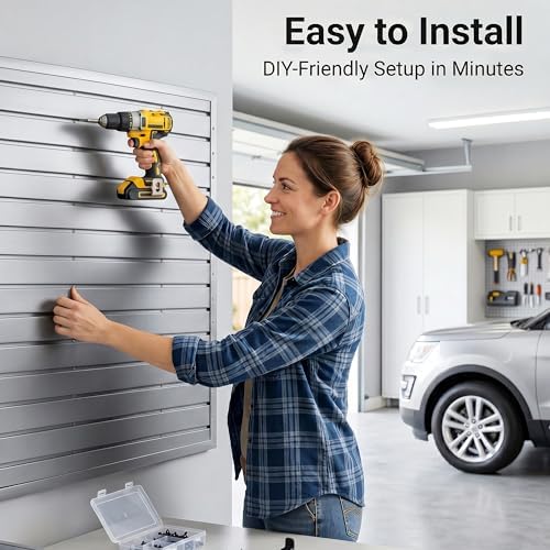 SMARTSTANDARD Gray Slatwall Panel Set, 4x8 FT PVC Panel with Accessory Kit