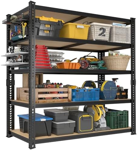 40''W Garage Storage Shelves, Storage Racks Shelving Units, Storage Shelves Heavy Duty, Adjustable Metal Shelves with 2 Pegboards for Basement, Warehouse, Pantry, Kitchen, 2200 LBS