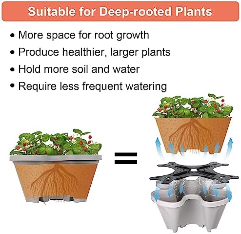 GameXcel Vertical Planter Tower - 5 Tier Stackable Garden Planters with Wheels and Tools Plant Pots for Strawberry Herb Flower and Vegetable Indoor Outdoor Use Gray