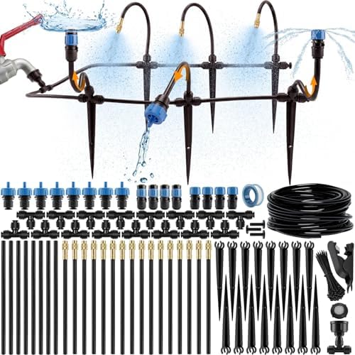 CARPATHEN Drip Irrigation System Kit with Atomizing Copper Nozzles, 50 feet
