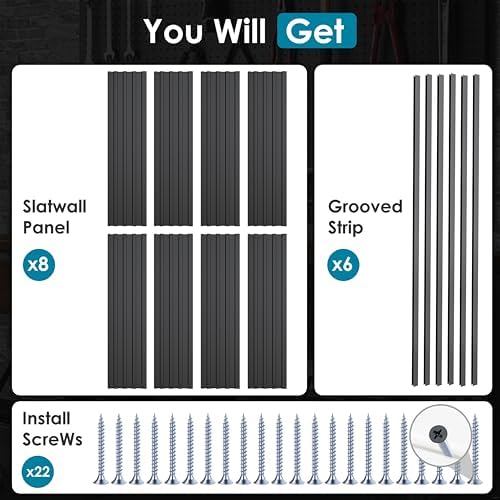 Brakki Slat Wall Paneling 4x8 Ft, Slatwall Garage Organizer Storage System