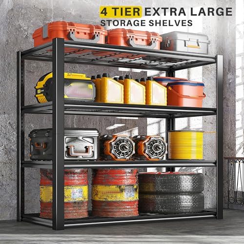 REIBII 40" W Storage Shelves with Wire Mesh Panels for Garage Organization