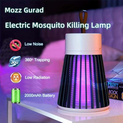 Mozz Guard Mosquito Zapper, 2024 New MozzGuard Outdoor Mosquito Lamp, USB Charing and Low Noise, Portable Cordless Zapper Outdoor, for Indoor, Home Garden, Camping, Picnic (2 Pack)