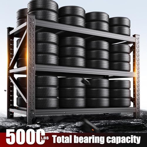 5000LBS Heavy Duty Metal Garage Shelving, 20" Dx59 Wx54 H, 3-Tier Adjustable Storage Shelves for Garage Storage, Industrial Metal Shelving & Shelves Organizer for Warehouse, Workshop & Home