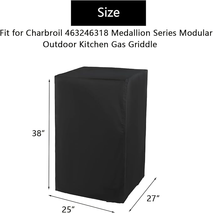 Grill Cover for Charbroil 463246318 Medallion Series Modular Outdoor Kitchen Gas Griddle Component, Waterproof BBQ Griddle Cover - 25 x 27 x 38 Inch