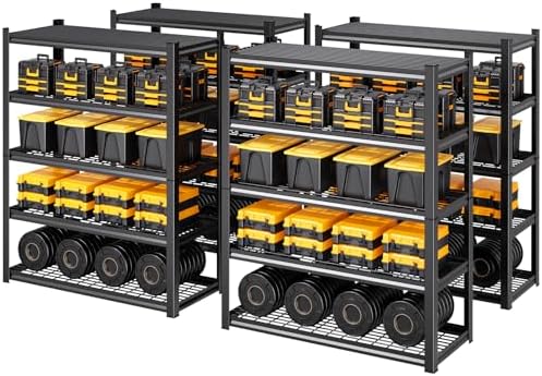 4-Pack Storage Shelves,Adjustable Shelving Unit,5T Metal Garage Shelving ,Heavy Duty Garage Storage Shelves, Quick-Install Wire Shelving Unit Utility Rack Shelf for Warehouse, 78’H*45.6''W*19.7’D