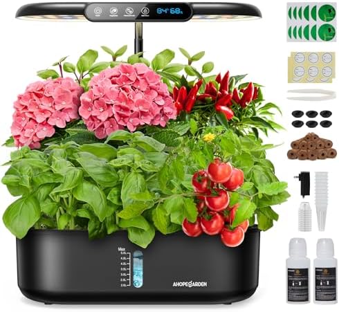 Ahopegarden Hydroponics Growing System: 12 Pods Temp ＆ Humidity Display